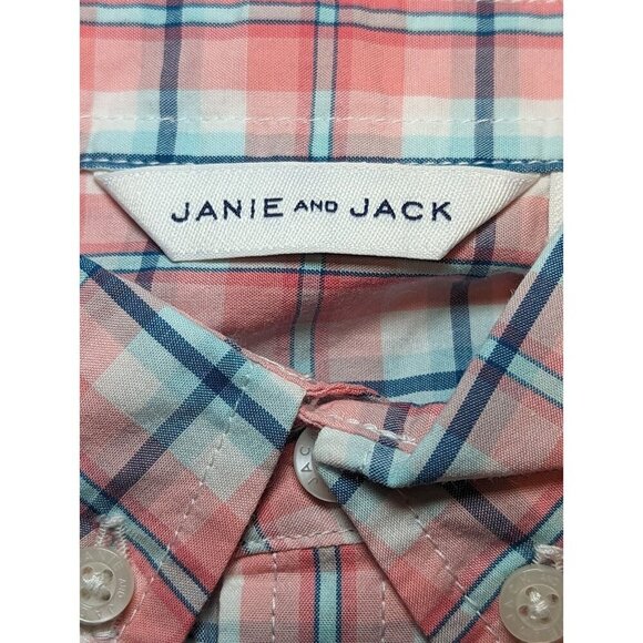 Janie And Jack Boys Size 4 Light Colored Button Down Plaid Shirt Long Sleeve - Picture 6 of 13